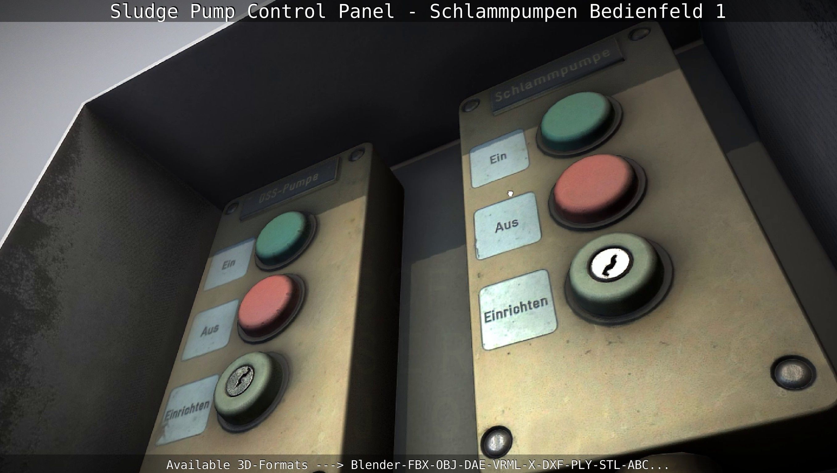 Sludge Pump Control Panel - Schlammpumpen Bedienfeld 1  Low-poly 3D model_12