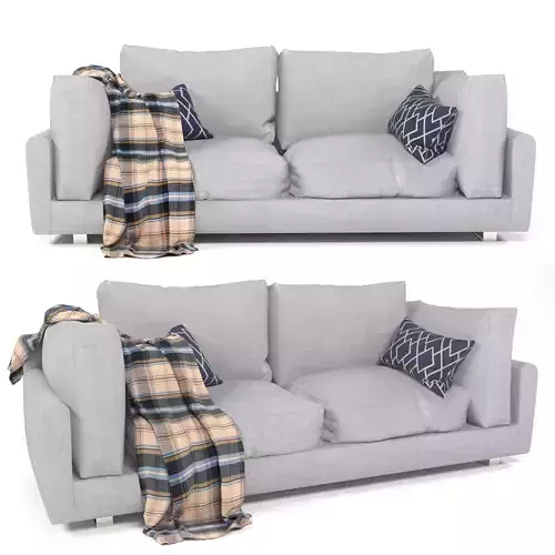 furniture couch with plaid blanket 3D model