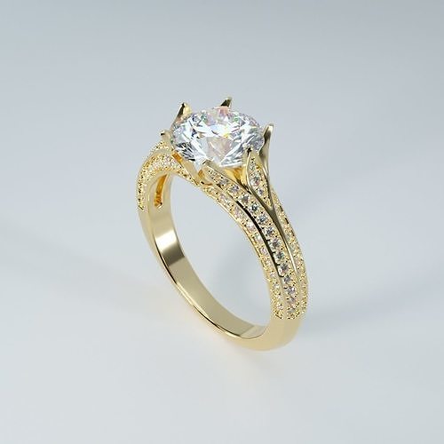 beautiful 8mm round diamond flower ring 3d print model 3D print model