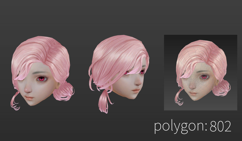 short hair hair style girl short hair cape 3 Low-poly 3D model_8