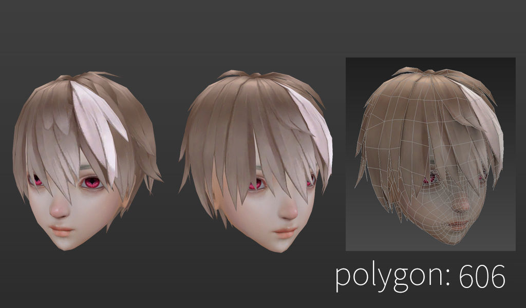 short hair hair style girl short hair cape 3 Low-poly 3D model_3