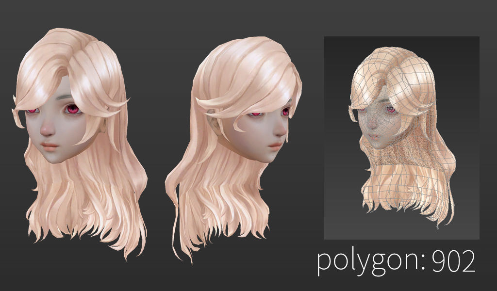 short hair hair style girl short hair cape 3 Low-poly 3D model_4