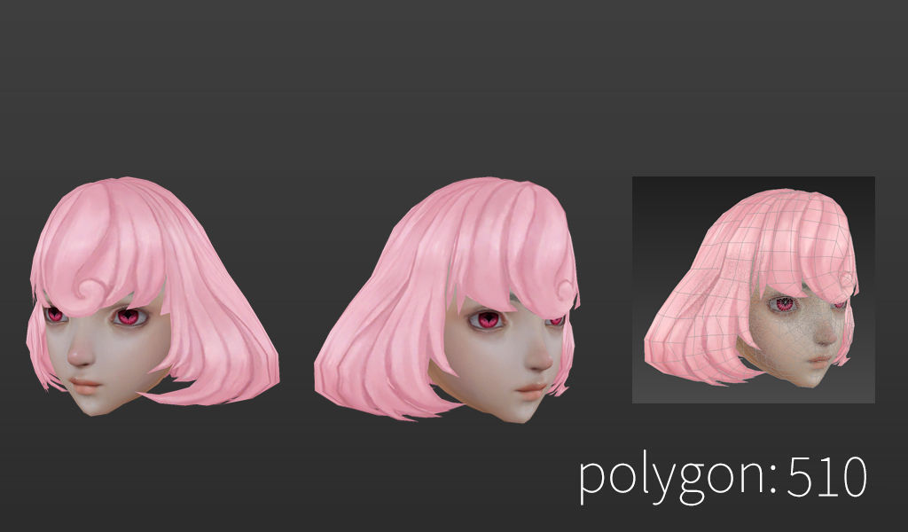 short hair hair style girl short hair cape 3 Low-poly 3D model_9