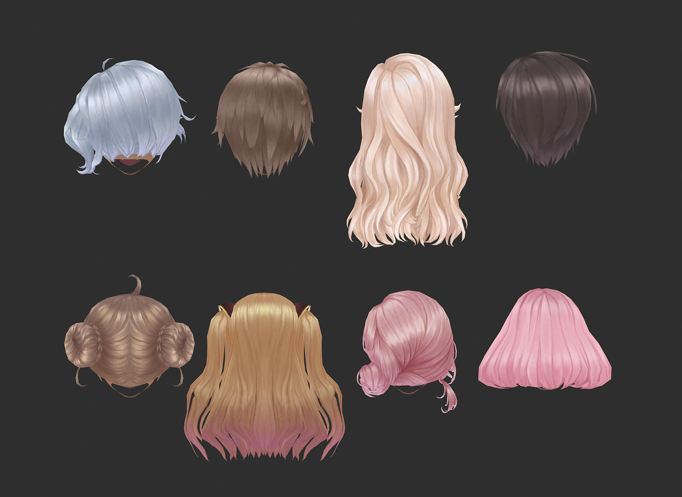 short hair hair style girl short hair cape 3 Low-poly 3D model_1