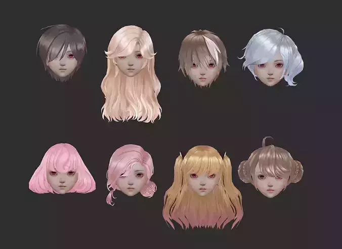 short hair hair style girl short hair cape 3 Low-poly 3D model