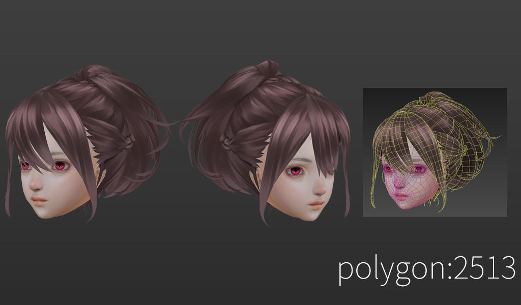 short hair hair style girl short hair cape 4 Low-poly 3D model_8