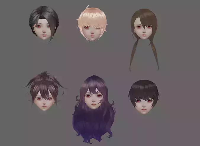 short hair hair style girl short hair cape 4 Low-poly 3D model