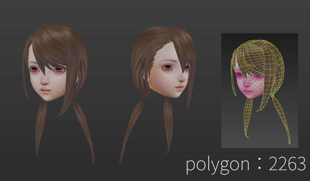 short hair hair style girl short hair cape 4 Low-poly 3D model_3