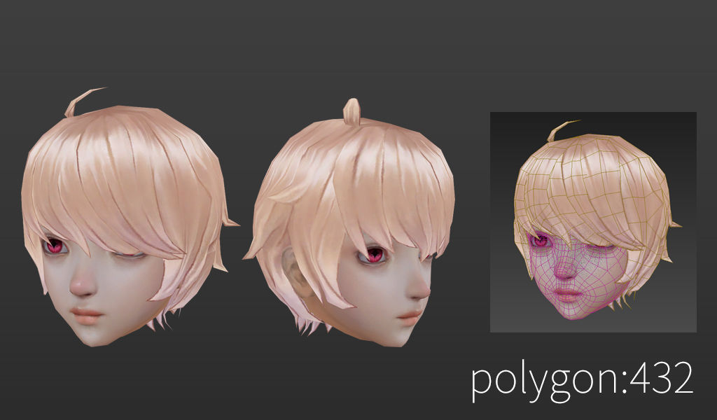 short hair hair style girl short hair cape 4 Low-poly 3D model_4