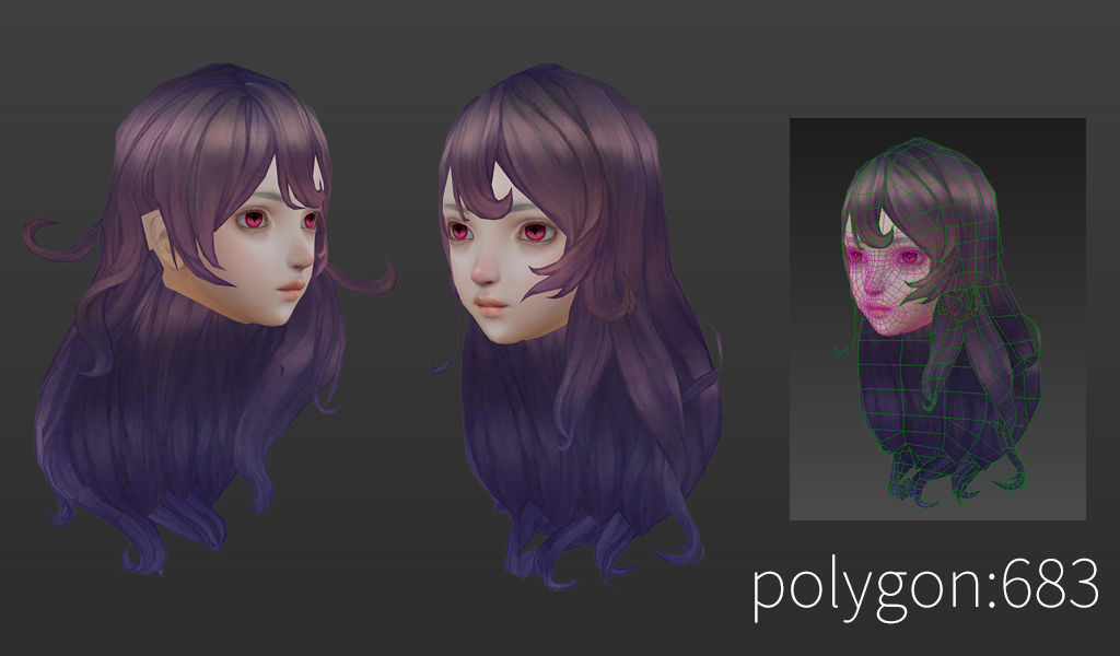 short hair hair style girl short hair cape 4 Low-poly 3D model_7