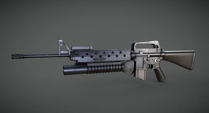 M16 m203 Grenade Launcher Low-poly 3D model