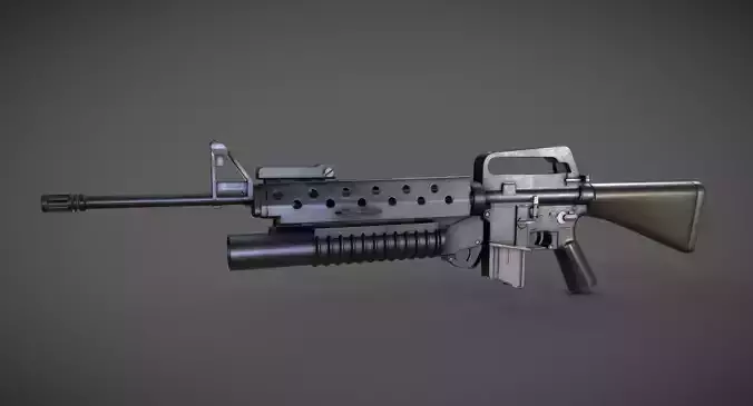 M16 m203 Grenade Launcher Low-poly 3D model