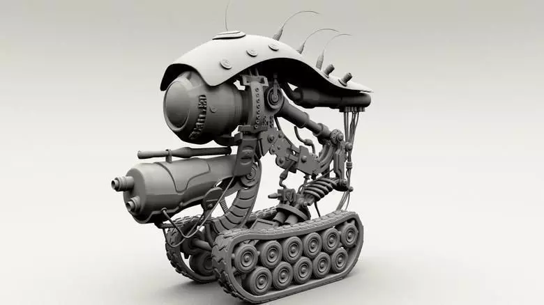 robot machine Low-poly 3D model_0