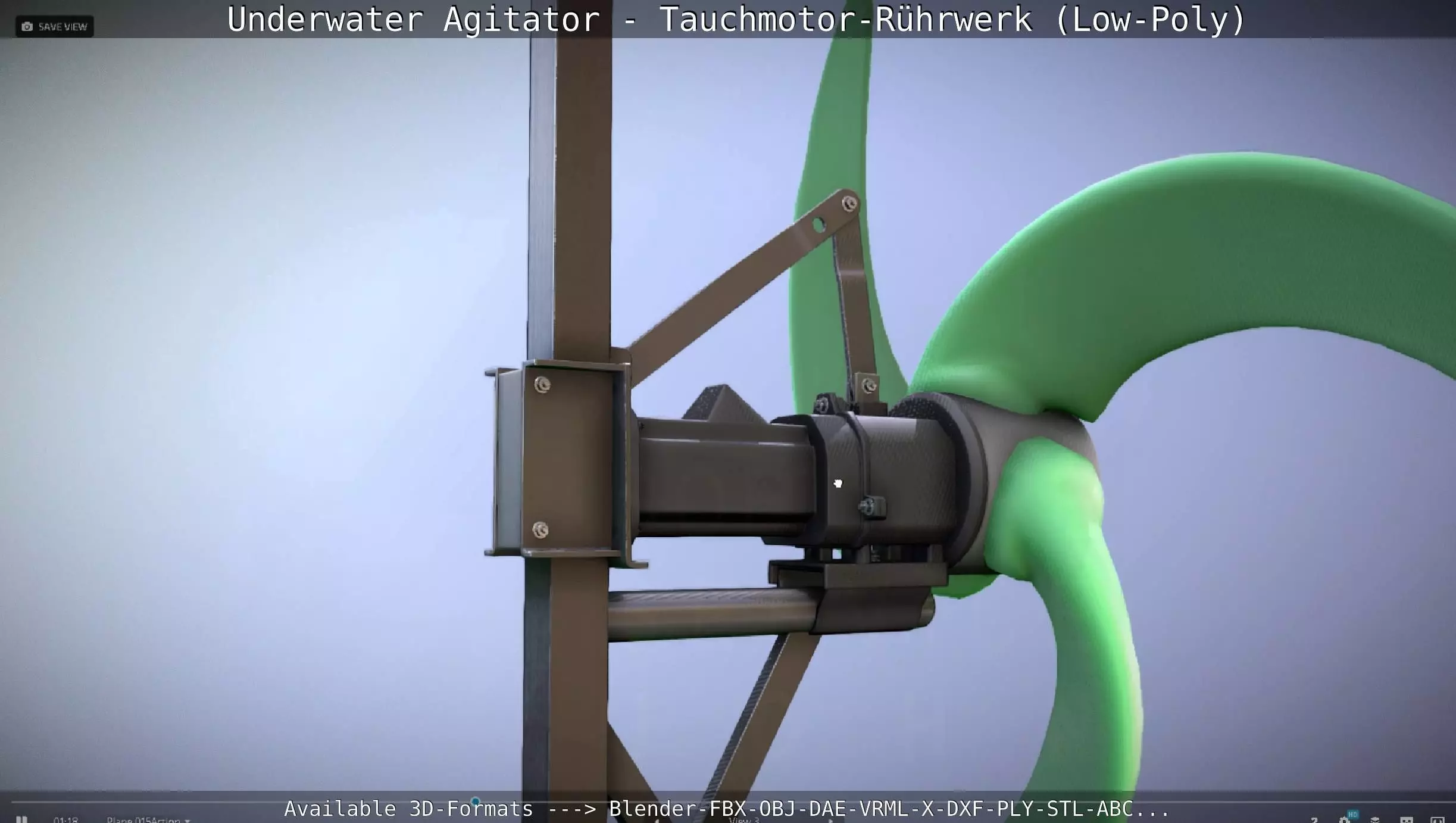 Underwater Agitator - Tauchmotor-Ruehrwerk 1 Low-Poly Version Low-poly 3D model