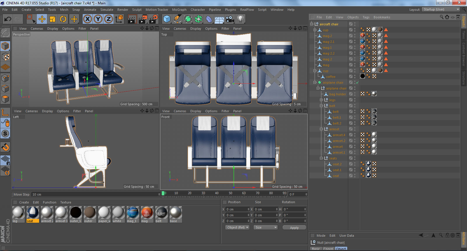 Airplane Chair V6 Low-poly 3D model_16