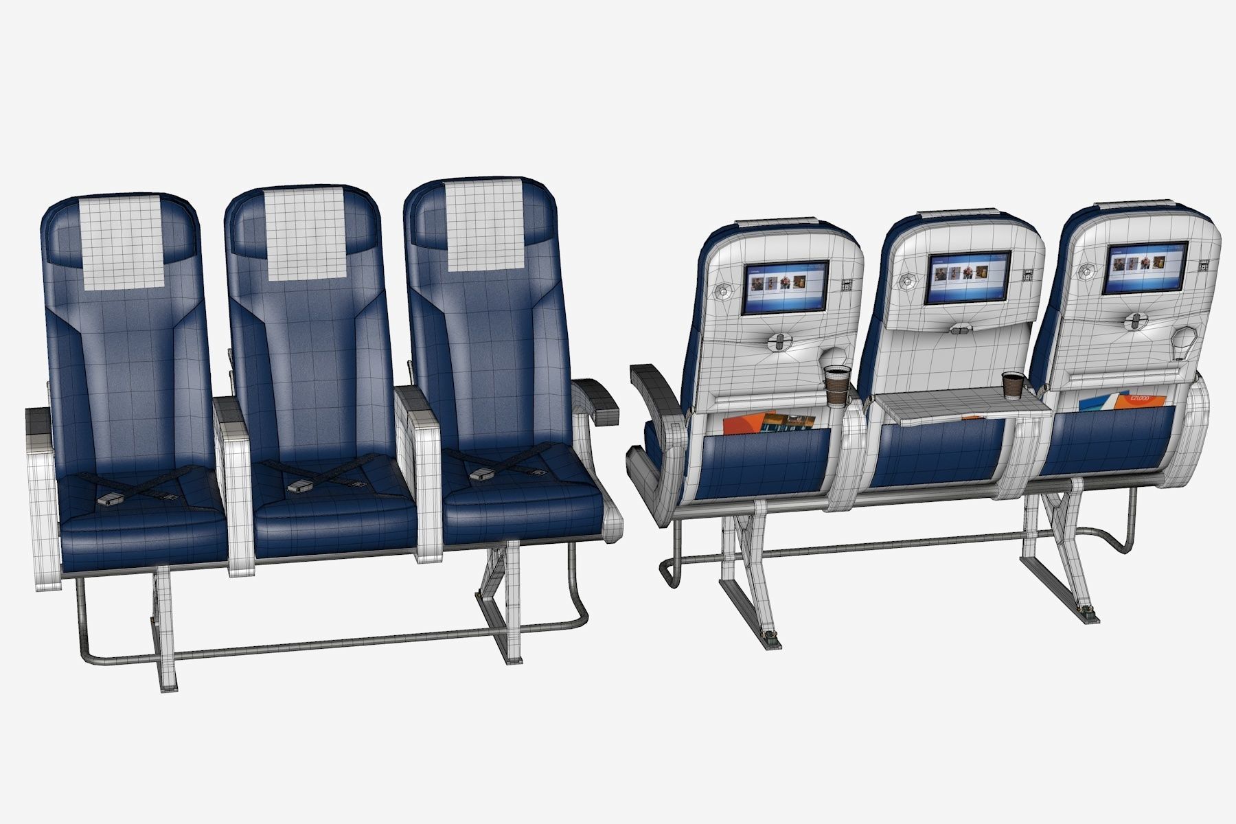 Airplane Chair V6 Low-poly 3D model_14