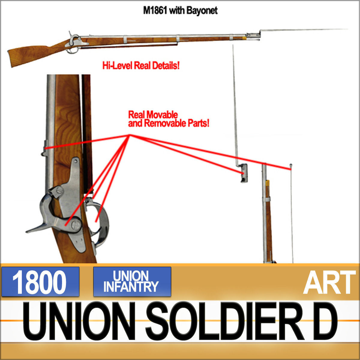 Civil War Union Soldier D African American Infantry wt PoserDaz 3D model_7