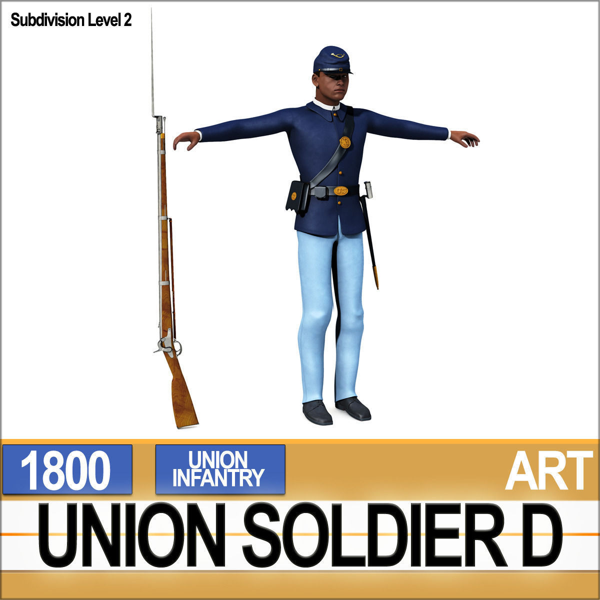 Civil War Union Soldier D African American Infantry wt PoserDaz 3D model_6
