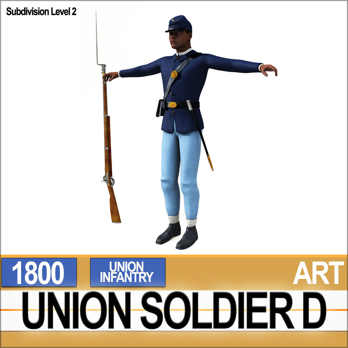 Civil War Union Soldier D African American Infantry wt PoserDaz 3D model_5