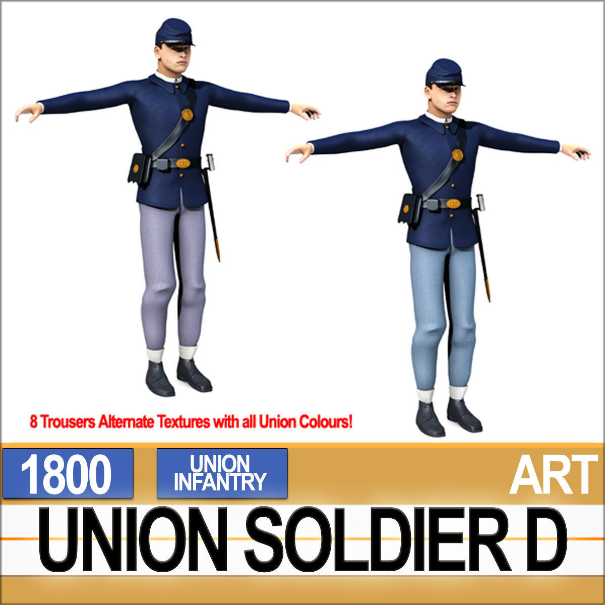 Civil War Union Soldier D African American Infantry wt PoserDaz 3D model_16