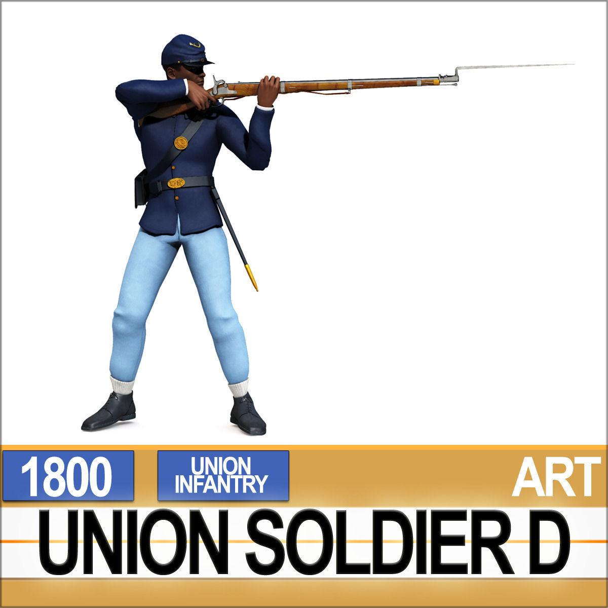 Civil War Union Soldier D African American Infantry wt PoserDaz 3D model_3