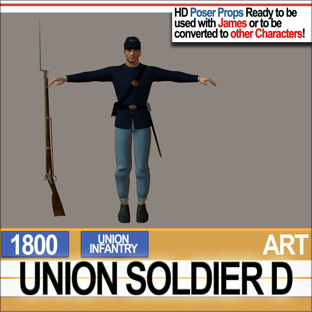 Civil War Union Soldier D African American Infantry wt PoserDaz 3D model_9