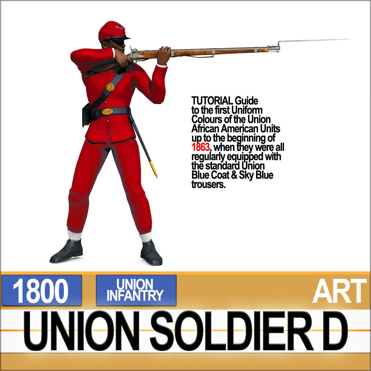 Civil War Union Soldier D African American Infantry wt PoserDaz 3D model_4