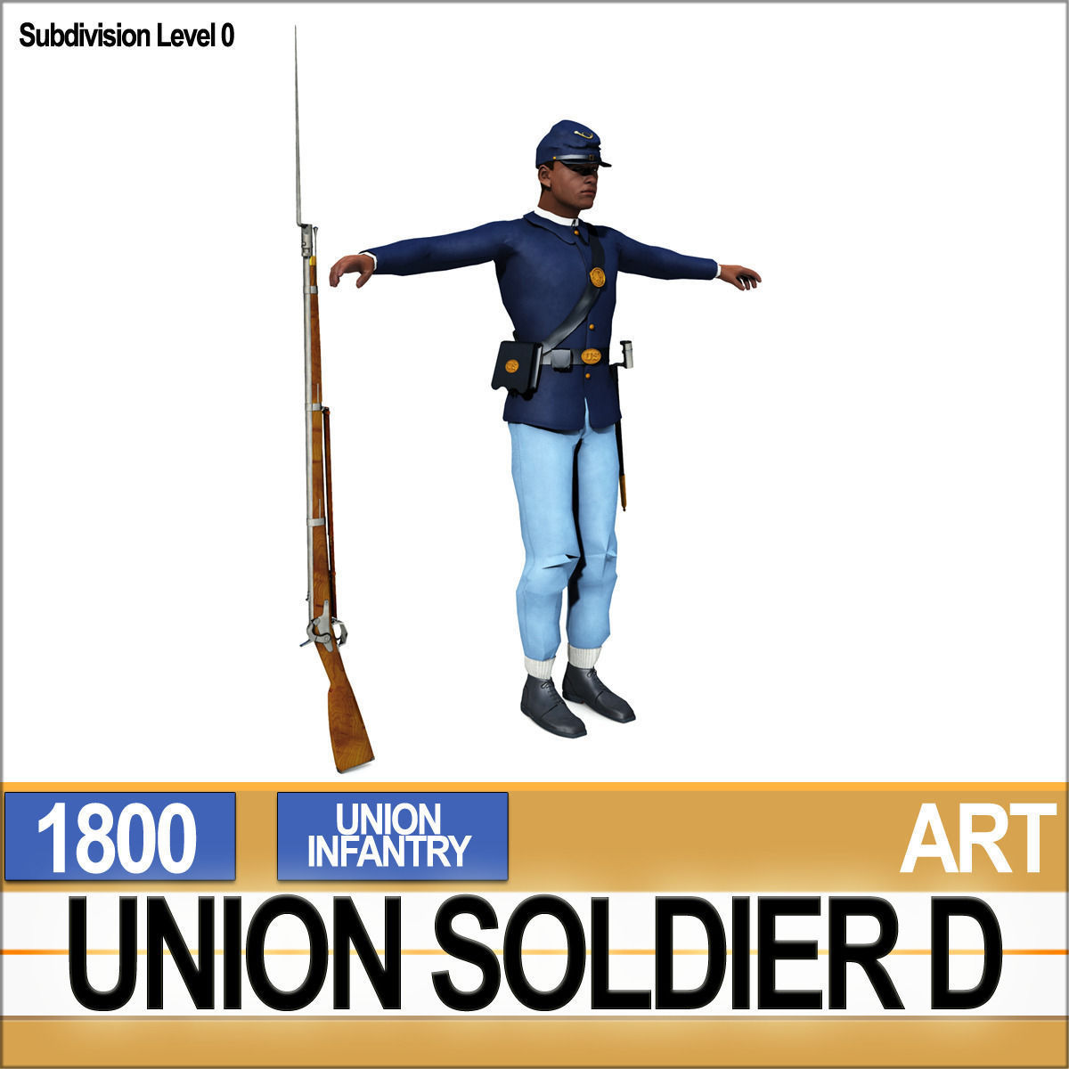 Civil War Union Soldier D African American Infantry wt PoserDaz 3D model_14