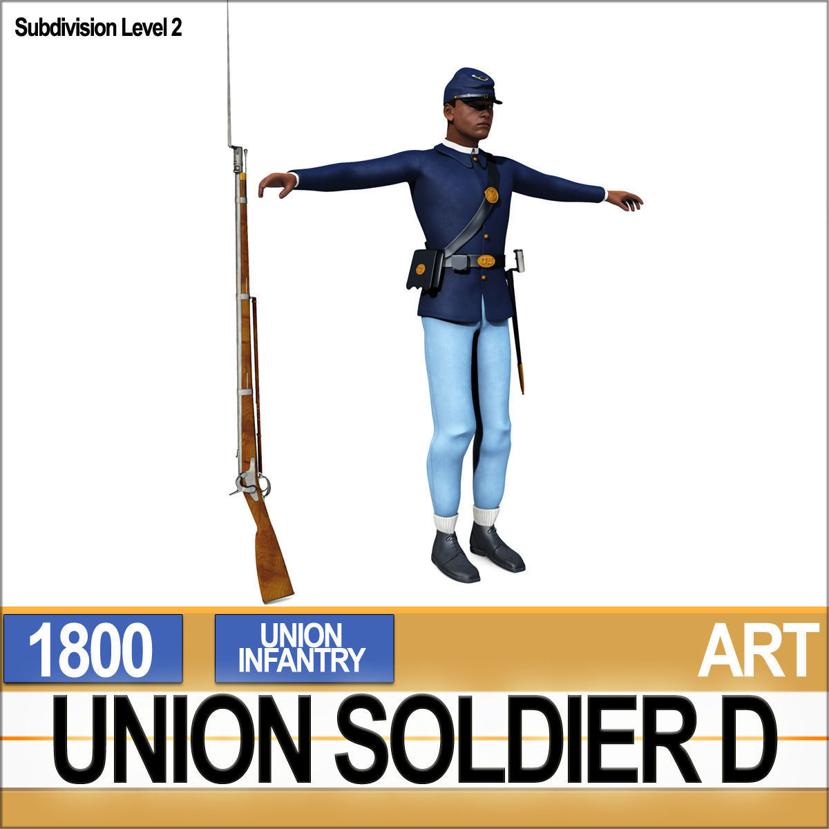 Civil War Union Soldier D African American Infantry wt PoserDaz 3D model_12