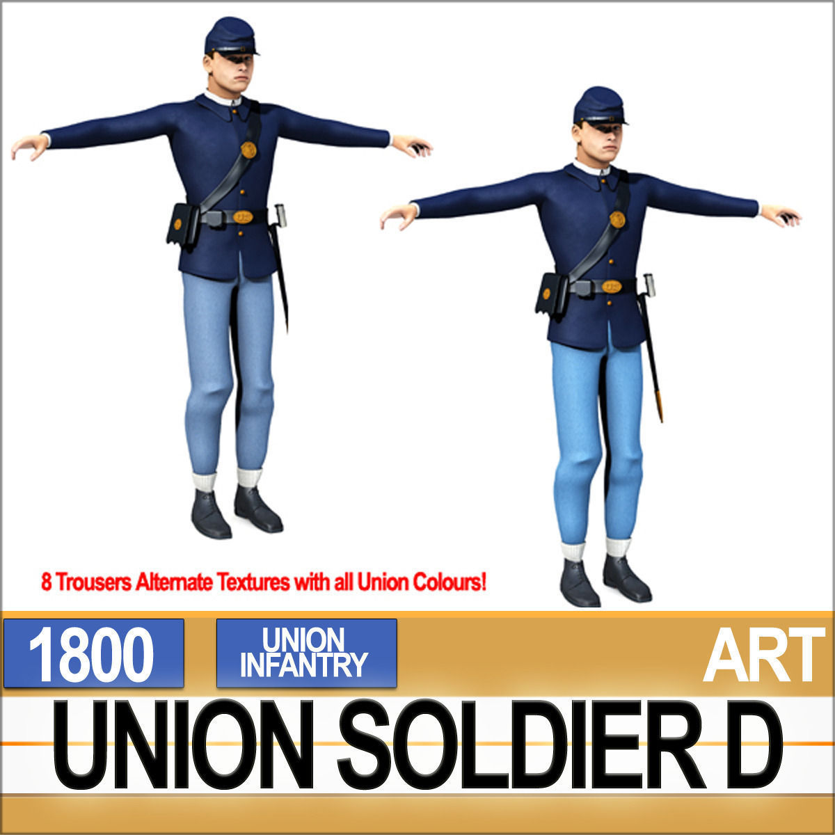 Civil War Union Soldier D African American Infantry wt PoserDaz 3D model_15