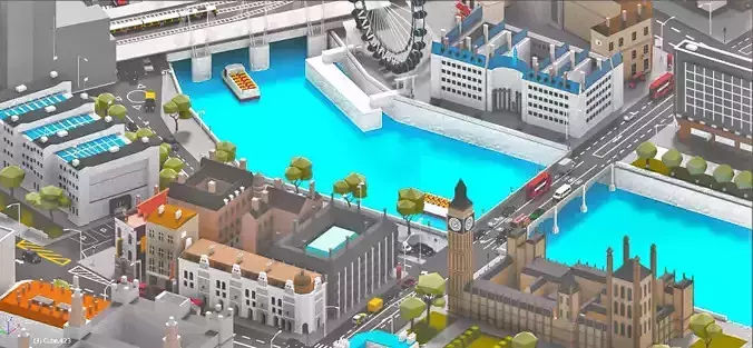 Low Poly London City-poly 3D model-POLYGON  Low-poly 3D model