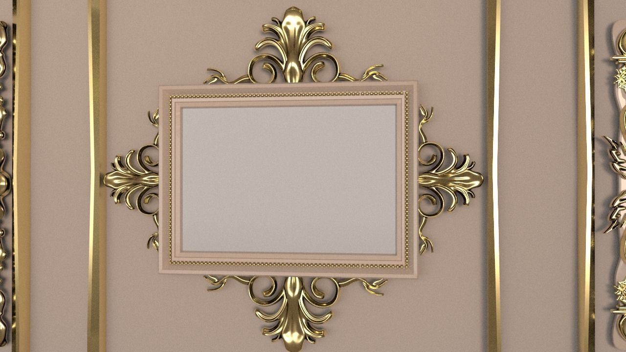 Golden Vintage Photo Frames collection 3D model_7