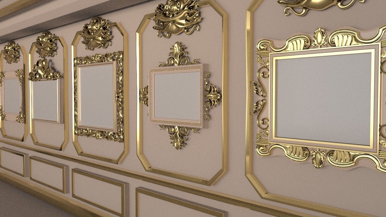 Golden Vintage Photo Frames collection 3D model_3
