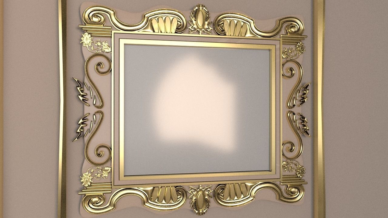 Golden Vintage Photo Frames collection 3D model_4