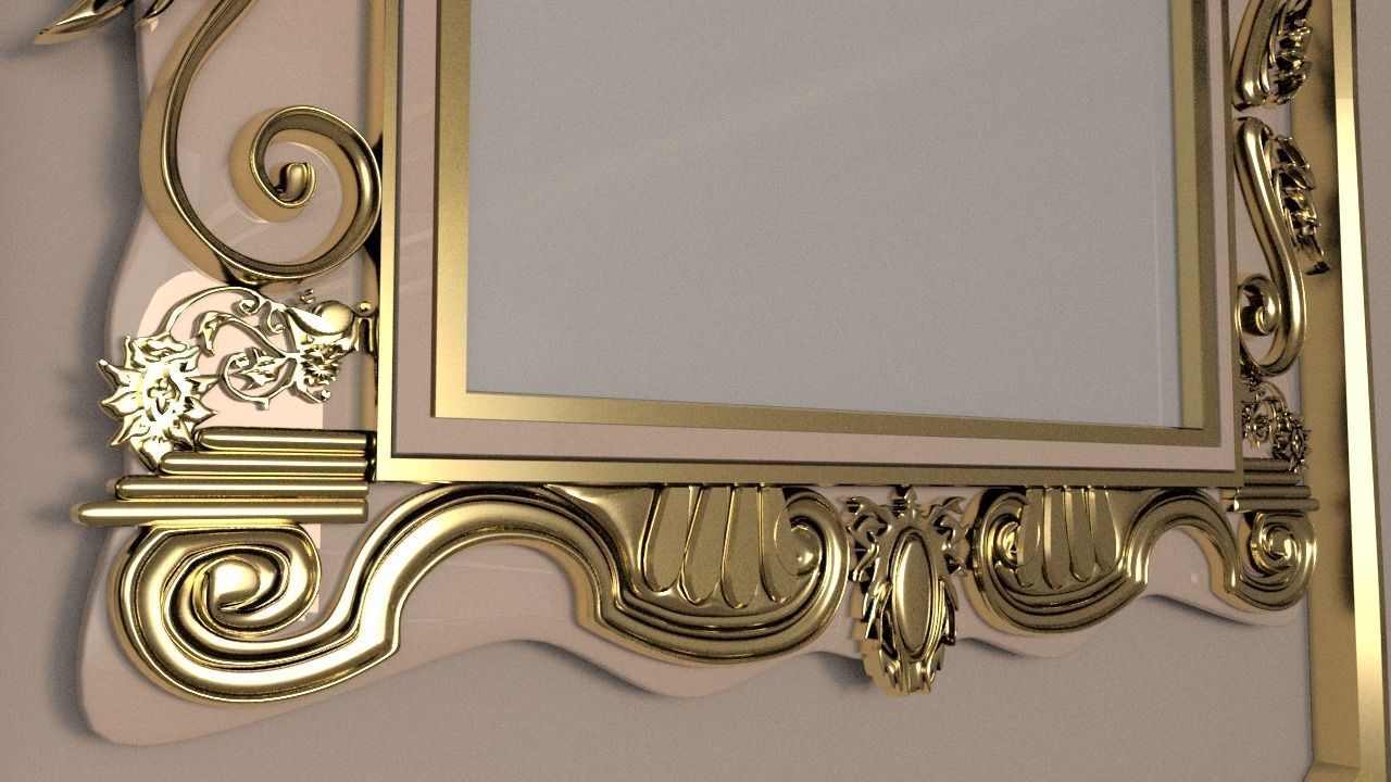 Golden Vintage Photo Frames collection 3D model_5