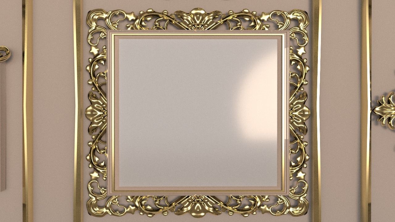 Golden Vintage Photo Frames collection 3D model_10