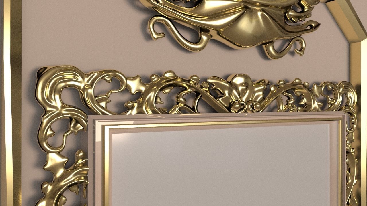 Golden Vintage Photo Frames collection 3D model_11