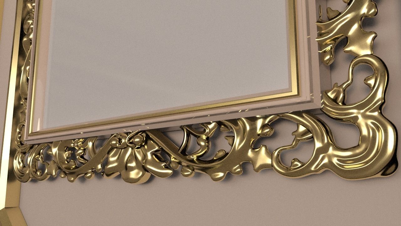 Golden Vintage Photo Frames collection 3D model_12