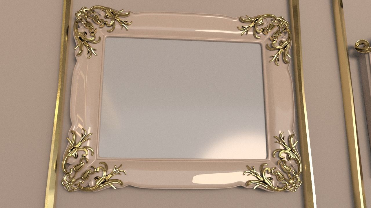 Golden Vintage Photo Frames collection 3D model_1