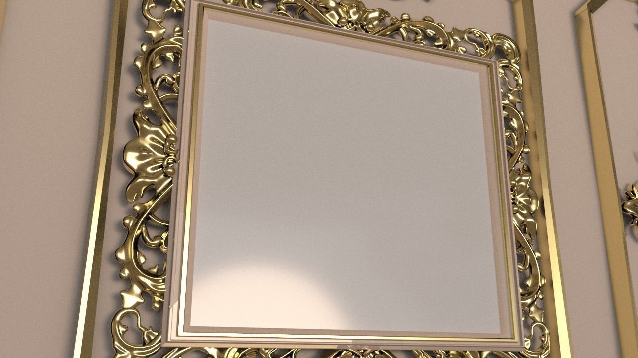 Golden Vintage Photo Frames collection 3D model_21