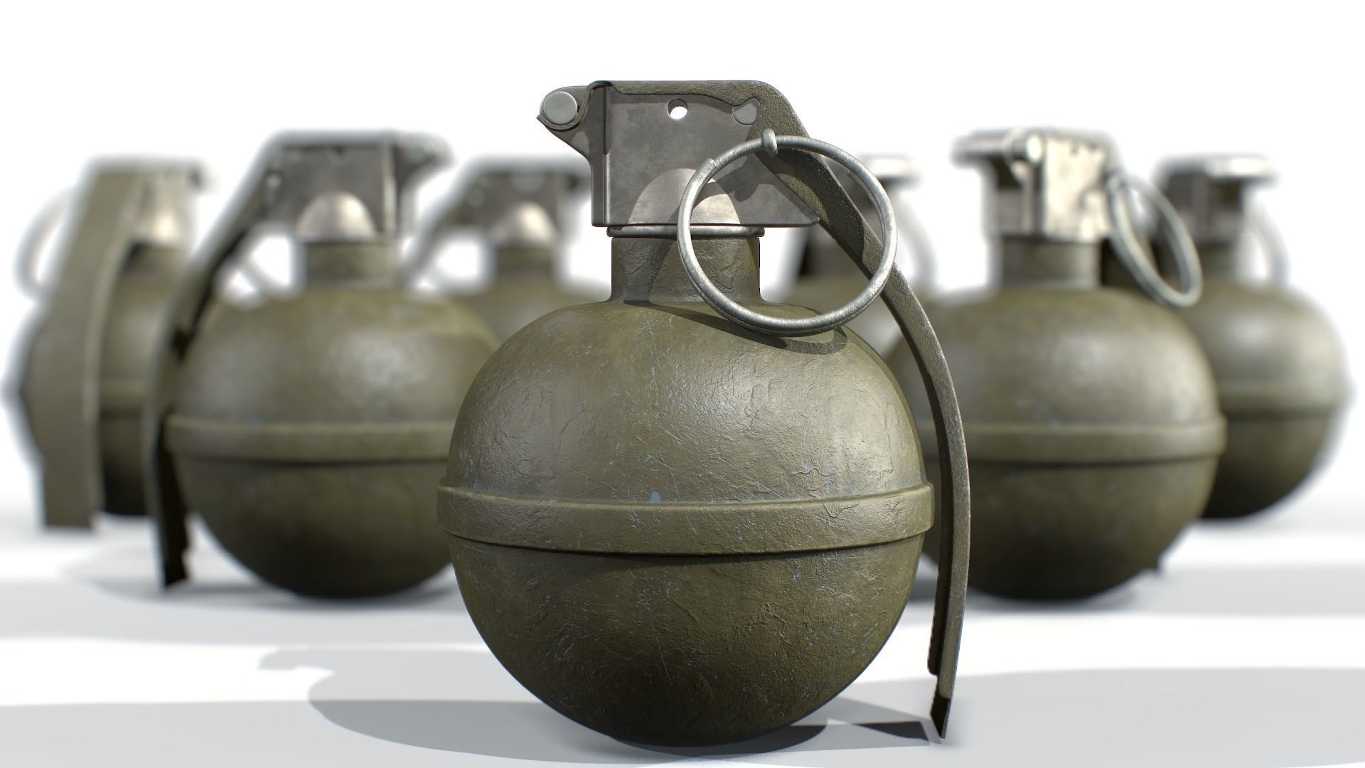 American Frag hand grenade PACK M26 M67 MK2 MK3 3D model_2