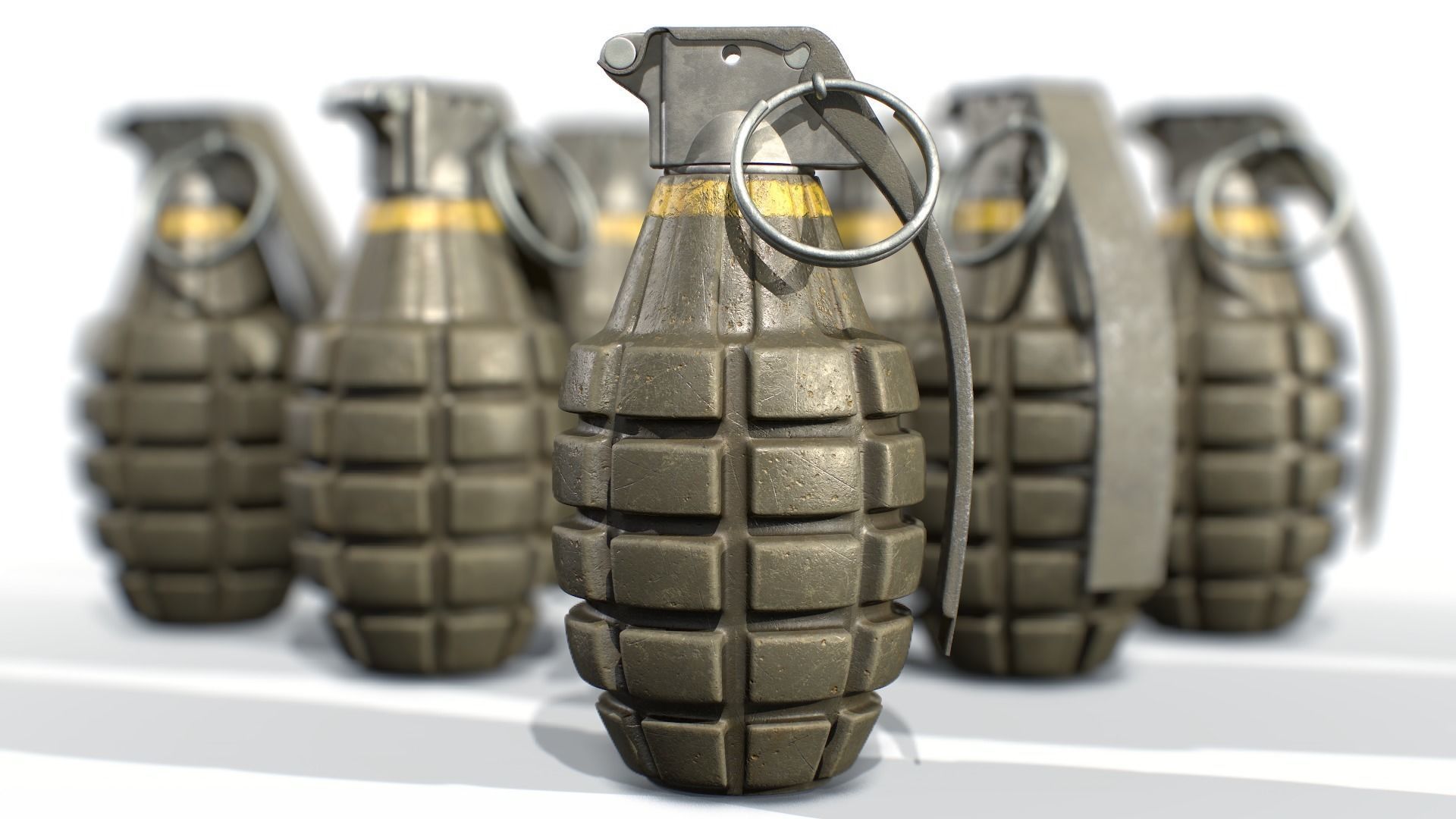 American Frag hand grenade PACK M26 M67 MK2 MK3 3D model_3