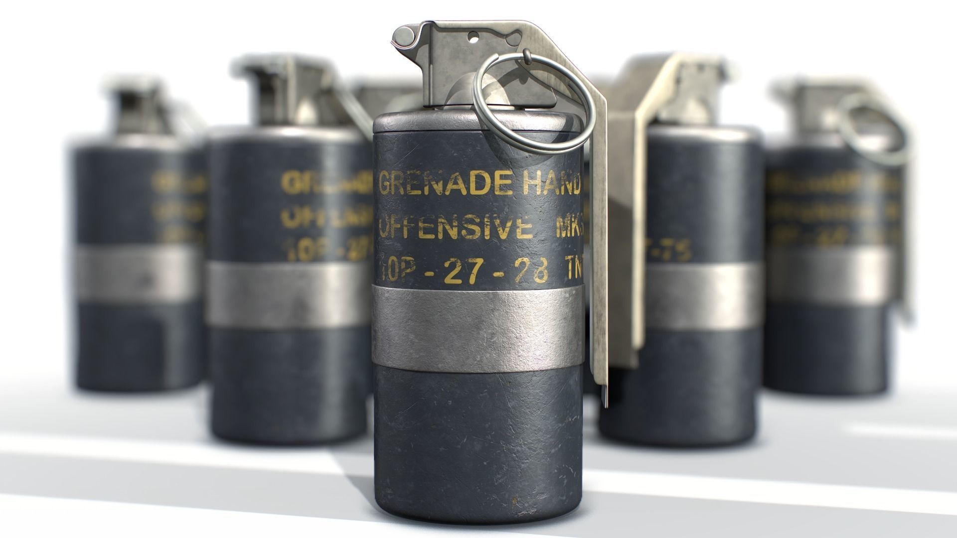 American Frag hand grenade PACK M26 M67 MK2 MK3 3D model_4