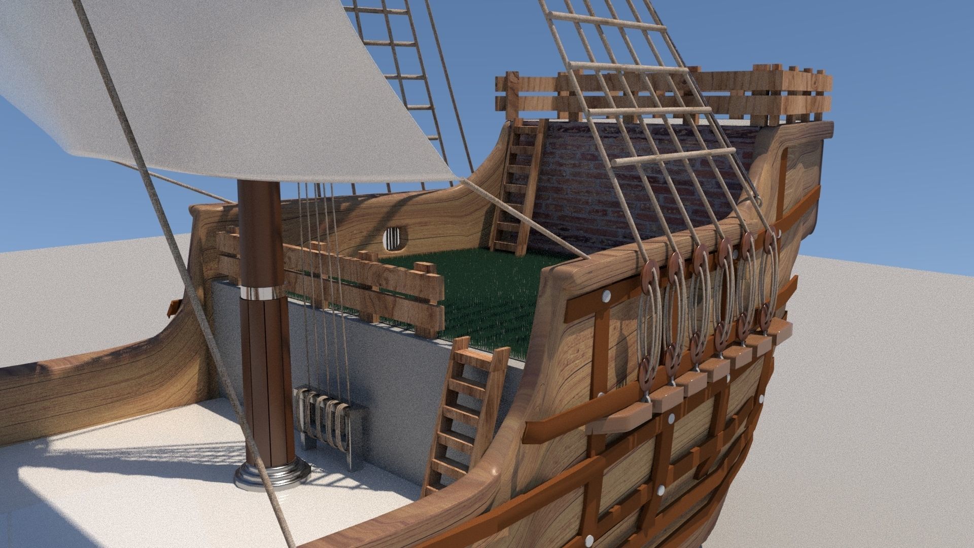 Free pirate ship remastered Free 3D model_3