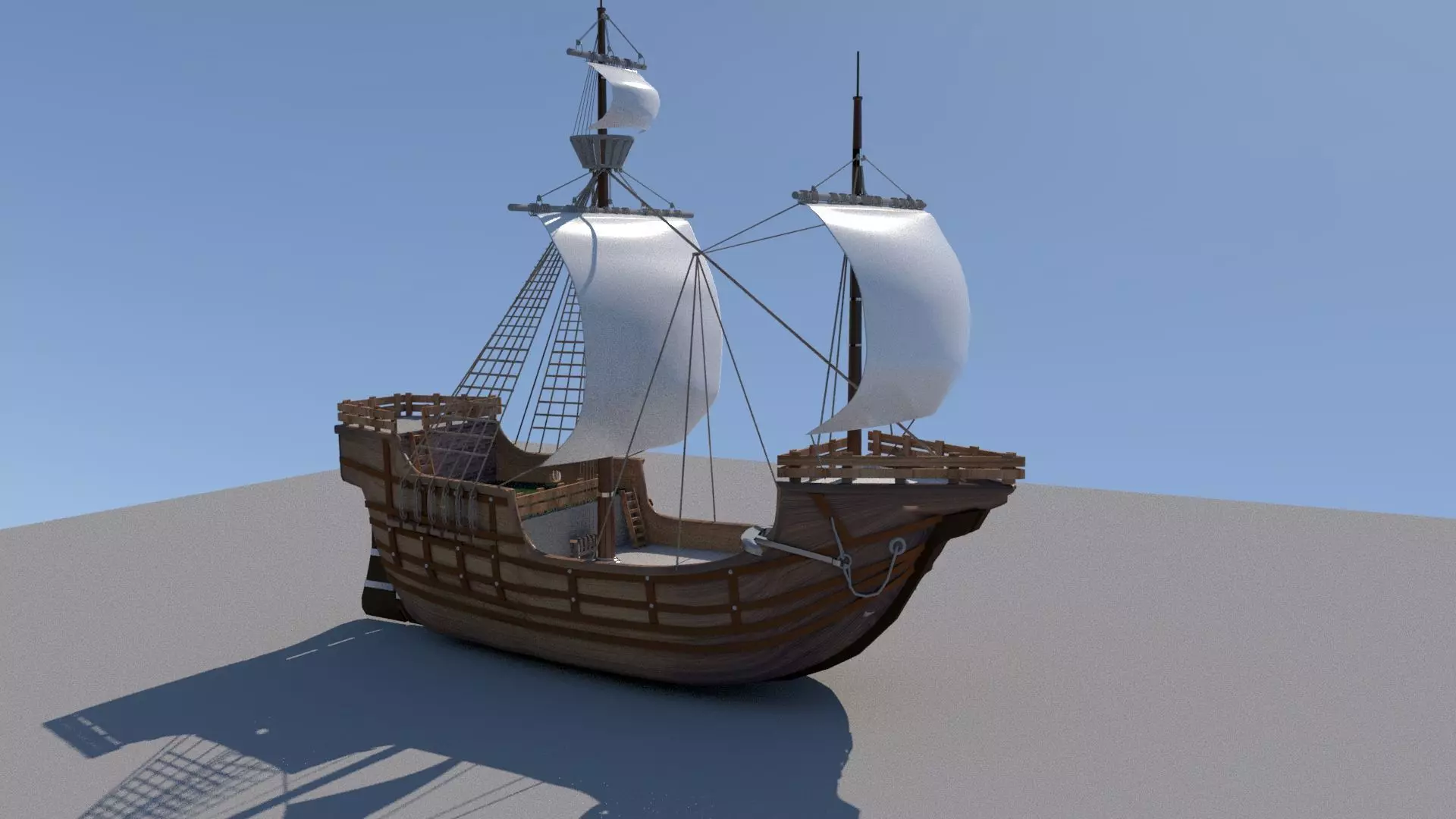 Free pirate ship remastered Free 3D model_0
