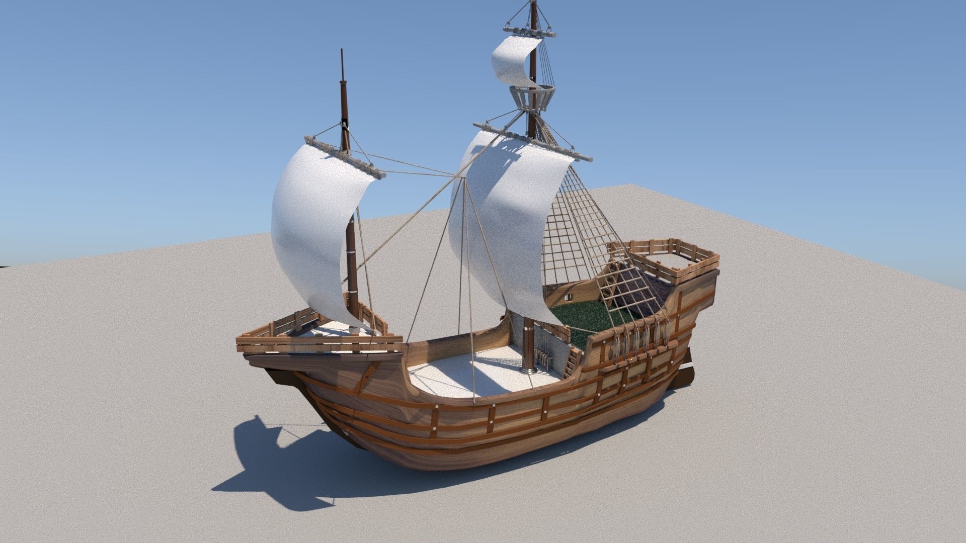 Free pirate ship remastered Free 3D model_1