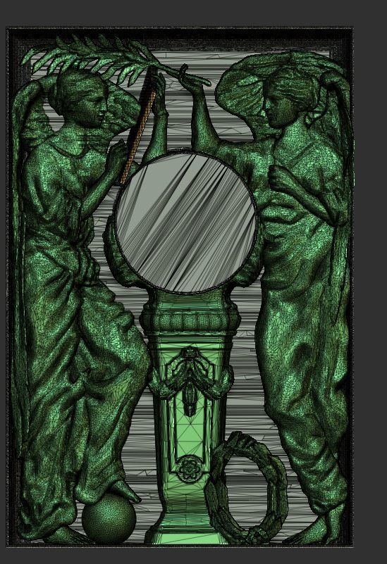 baserelief two angels in gold frame 3D print model_7