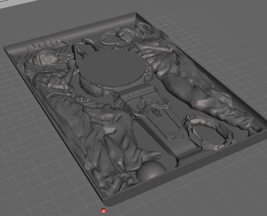 baserelief two angels in gold frame 3D print model_8