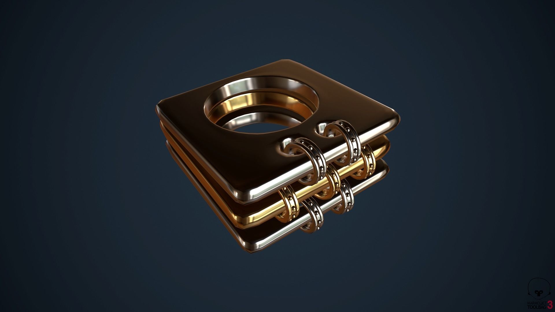 Triple ring 3D model_4