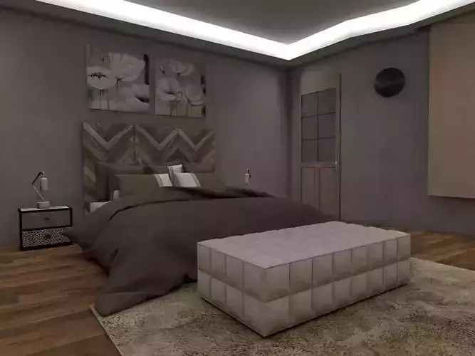 bedroom with walls and wooden floors
